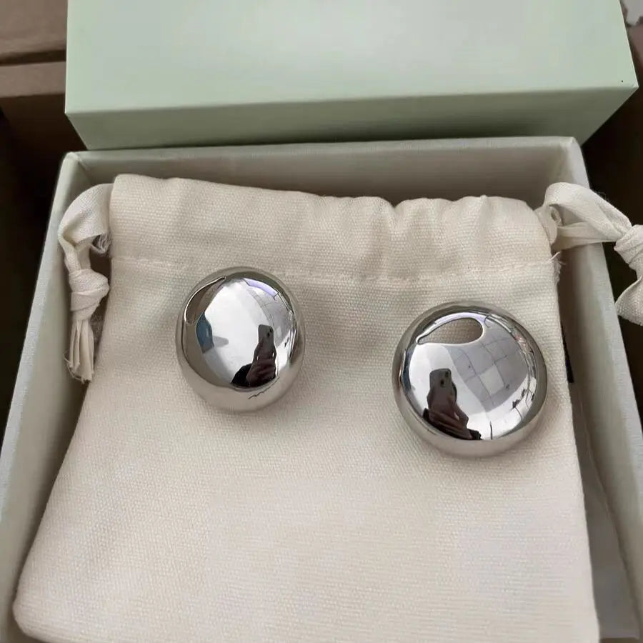 Brass Chunky Big Beads Stud Earrings Women Jewelry Punk Party T Show Gown Runway Korean Japan INS