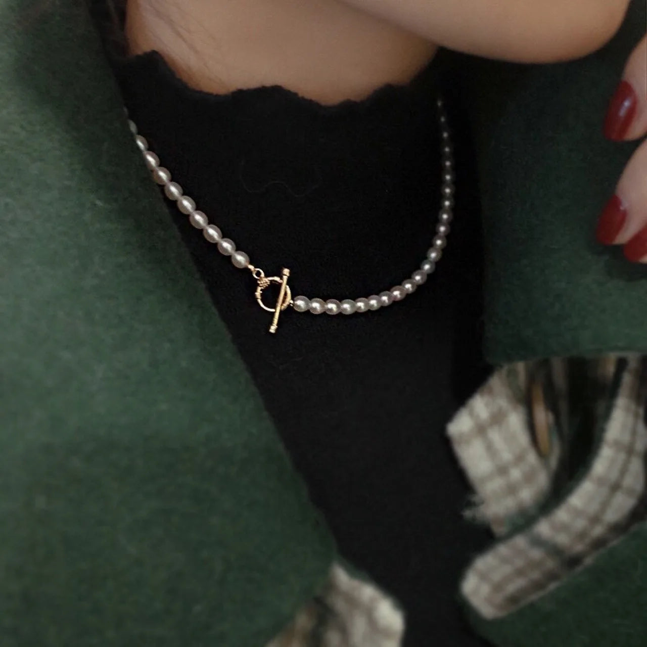 14K Gold Filled OT Chain Real Pearl  Necklace Designer T Show Runway Gown  Rare INS Japan Korean Boho Top
