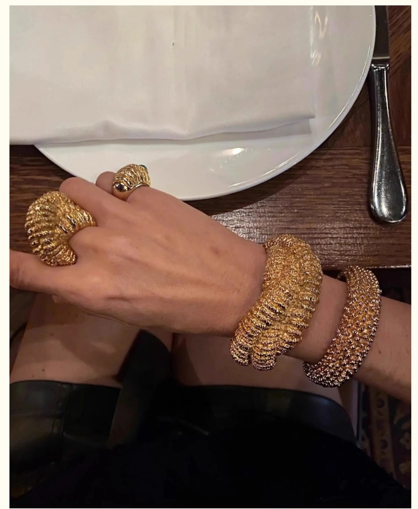 Brass Chunky Twist Ring Bangles Women  Jewelry Punk Designer Club Cocktail  Party Boho Japan Korean