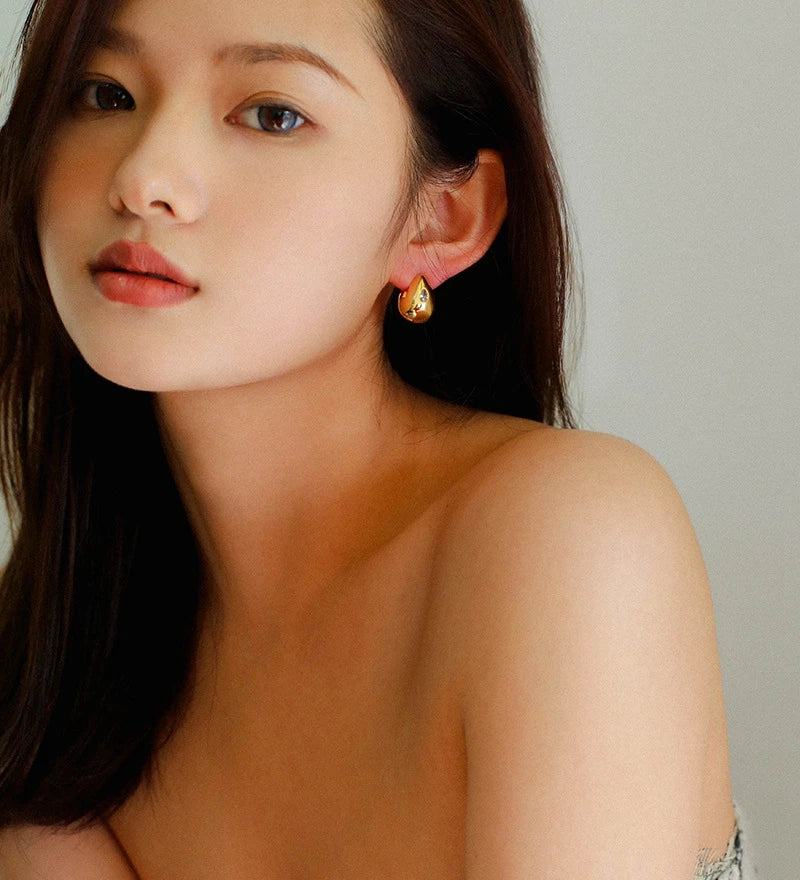 Brass With 18K Eye Shaped Hoop Earrings Punk Party Gown Runway Boucle d'oreille Korean Japan Style Fashion