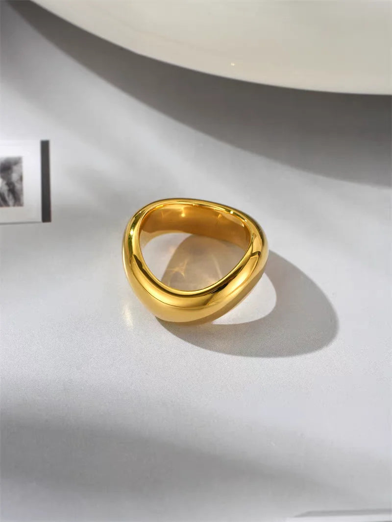 Brass Solid Wave Ring Women Jewelry Punk Party Designer Club Cocktail  Party Gown Trendy Top Japan