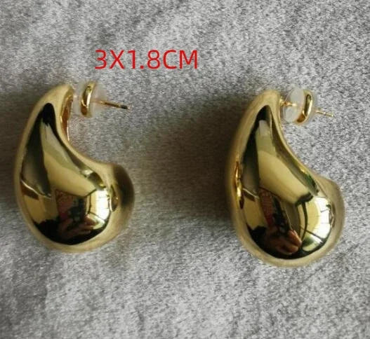 Brass Chunky Huge Size 5CM 4CM 3CM Water Drop Earrings Women Jewelry Punk Party T Show Gown Runway Korean Japan INS