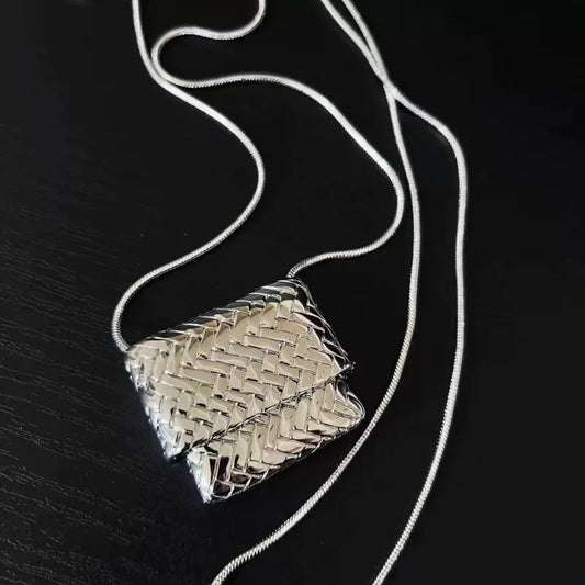 Brass Long Chian Bottle Bag Pendant Necklace Women Jewelry Punk Party T Show Gown Runway Korean Japan INS
