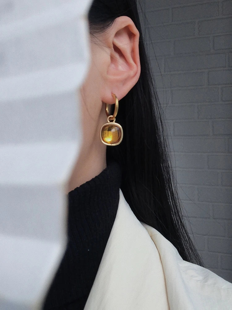 Brass With 18k Gold Candy Color Crystal Statement Drop Earrings Women Jewelry Party Boho T Show Gown Runway Rare Korean Japan