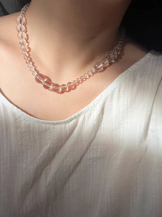 Brass Natural Clear Beads Choker Necklace Wowen Jewelry Party Designer T Show Runway Gown Japan Korean Fashion