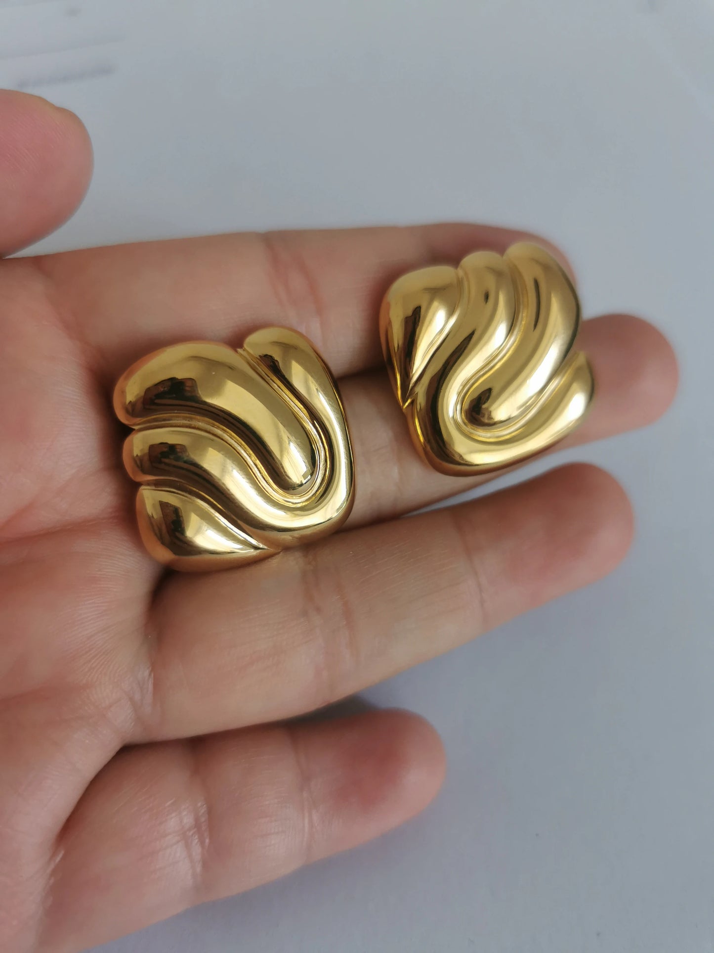 Brass With 18k Gold Square Stud Earrings Women Jewelry Punk Designer Club Cocktail  Party Boho Japan Korean