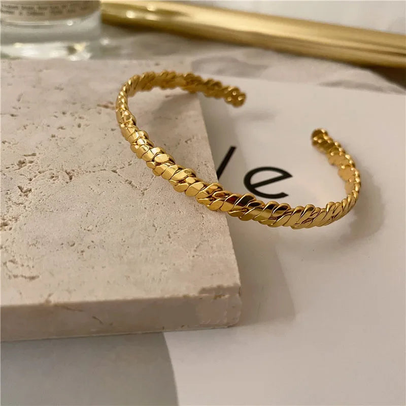 Brass With 18K Irregular Bangle Women Jewelry Chic Gown Party T Show Sweet Boho OL Simply INS Japan Korean