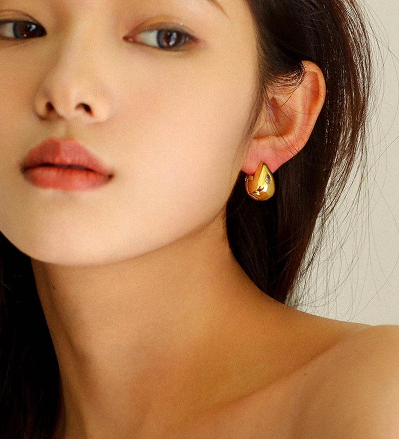 Brass With 18K Eye Shaped Hoop Earrings Punk Party Gown Runway Boucle d'oreille Korean Japan Style Fashion