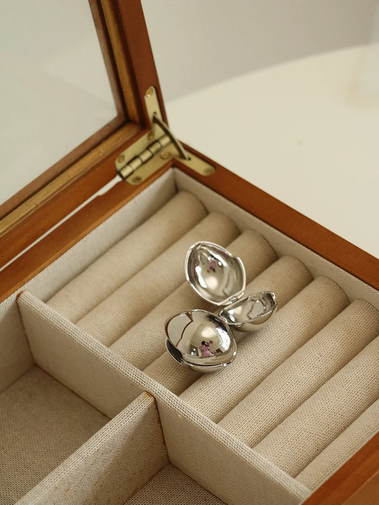 Brass Shiny Eggs Stud Earrings Women Jewelry Punk Party T Show Gown Runway Trendy  Korean Japan Israel  Style INS