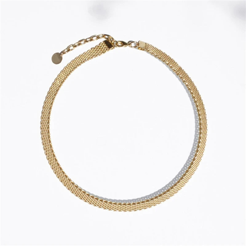 Women Stainless Steel Jewelry Titanium Pave Chain Wrap Necklace Punk Hiphop Designer Simply Gown Sweet Boho Trendy
