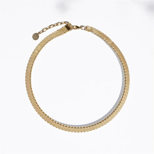 Women Stainless Steel Jewelry Titanium Pave Chain Wrap Necklace Punk Hiphop Designer Simply Gown Sweet Boho Trendy