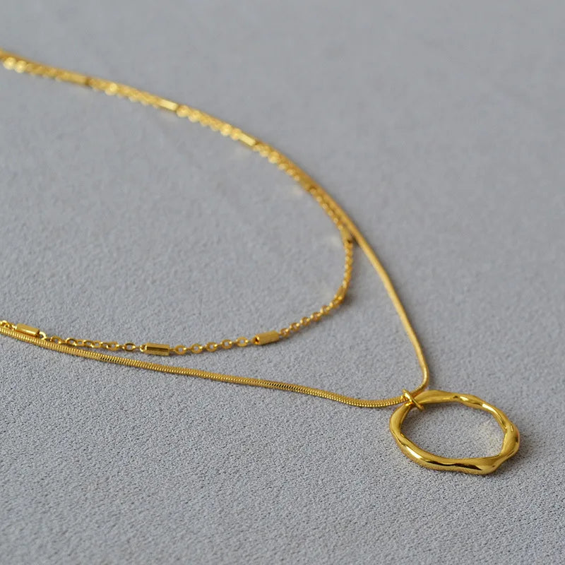 Brass With 18K Gold Snake Chain Beads Layered Necklaces Women Jewelry Punk Hiphop Designer Runway OL Gown Boho Top Japan