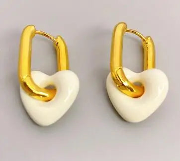 Brass Plated 18K Gold Geo Chained Heart Necklaces Women  Jewelry Punk Party T Show Designer Club Ins Rare Japan Korean Trendy