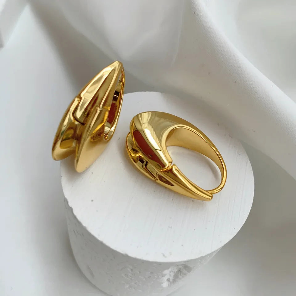 Brass With 18K Gold U Hoop Earring Women  Jewelry Punk Designer Club Cocktail  Party Boho Japan Korean