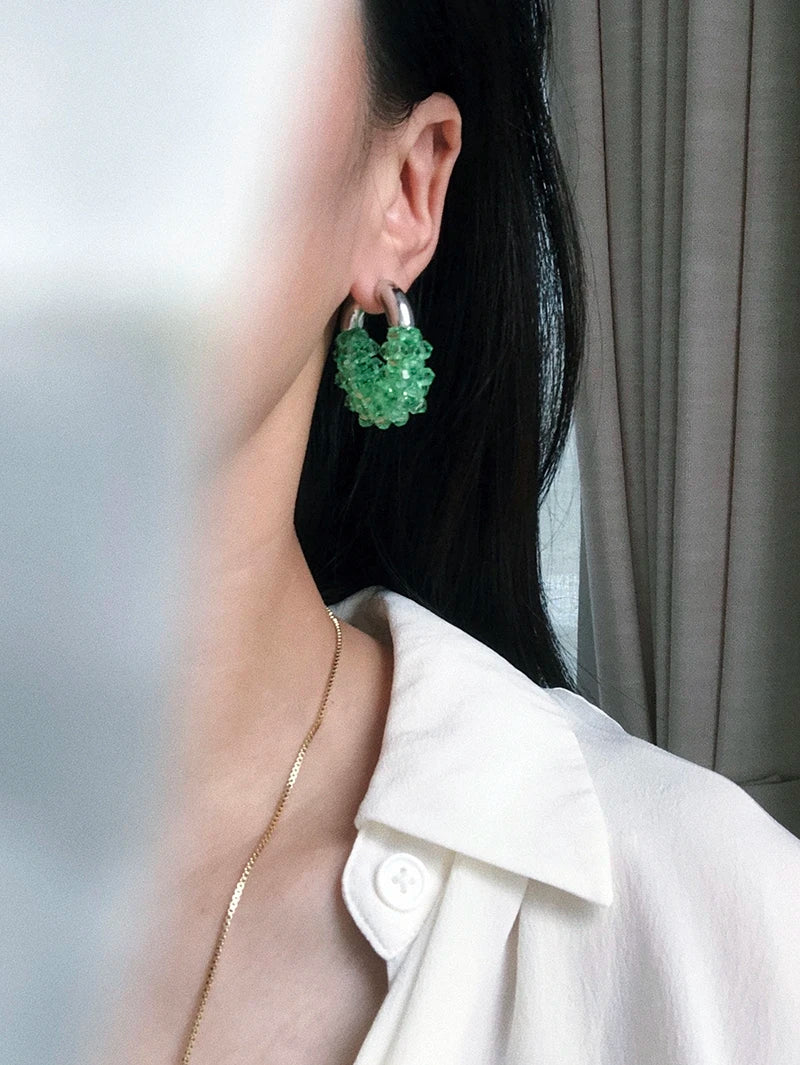 Brass With White Gold Colorful Resin Drop Earrings Women  Jewelry Punk Party Gown  Runway rare Boucle  Korean Japan INS Boho Top