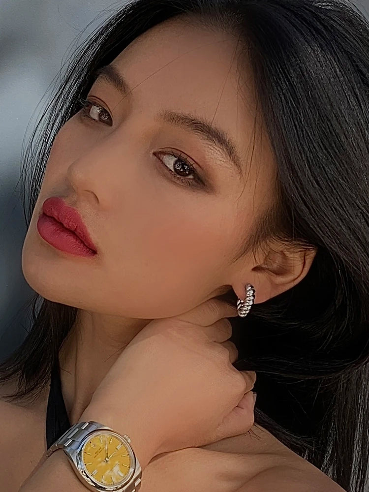 Brass With 18k Gold Cute Size Heart Stud  Earrings Women Jewelry Party Boho T Show Gown Runway  Party Rare Korean Japan Trendy