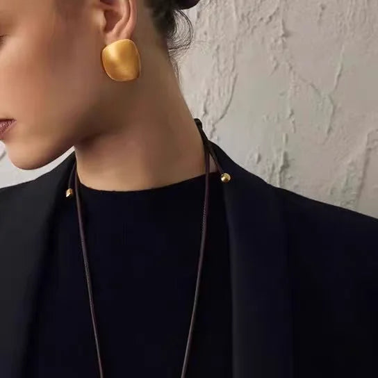 Brass With 18K Gold Big Beads Earrings Women Jewelry Punk Party T Show Gown Runway Trendy  Korean Japan INS
