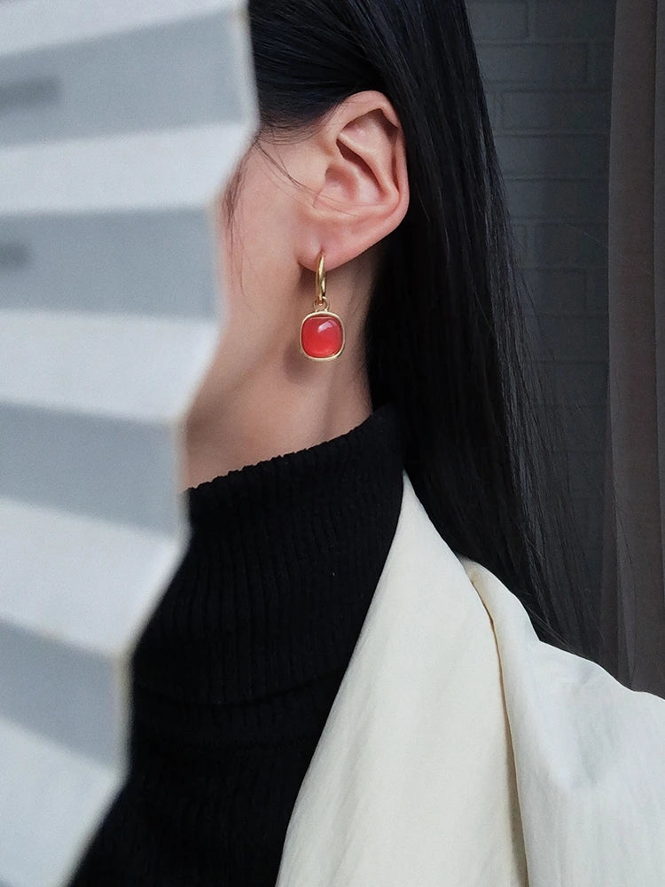 Brass With 18k Gold Candy Color Crystal Statement Drop Earrings Women Jewelry Party Boho T Show Gown Runway Rare Korean Japan