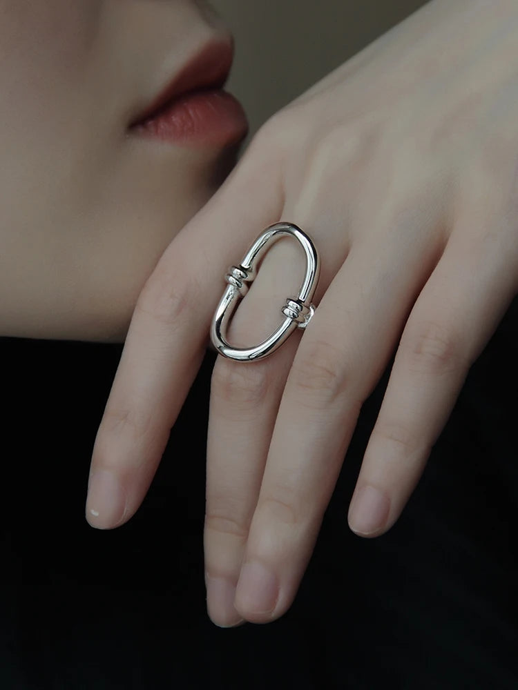 Titanium Cutout Solid Statement Ring Women Jewelry Punk Party Designer Club Cocktail  Party Gown Amazing Gift Trendy Top Japan