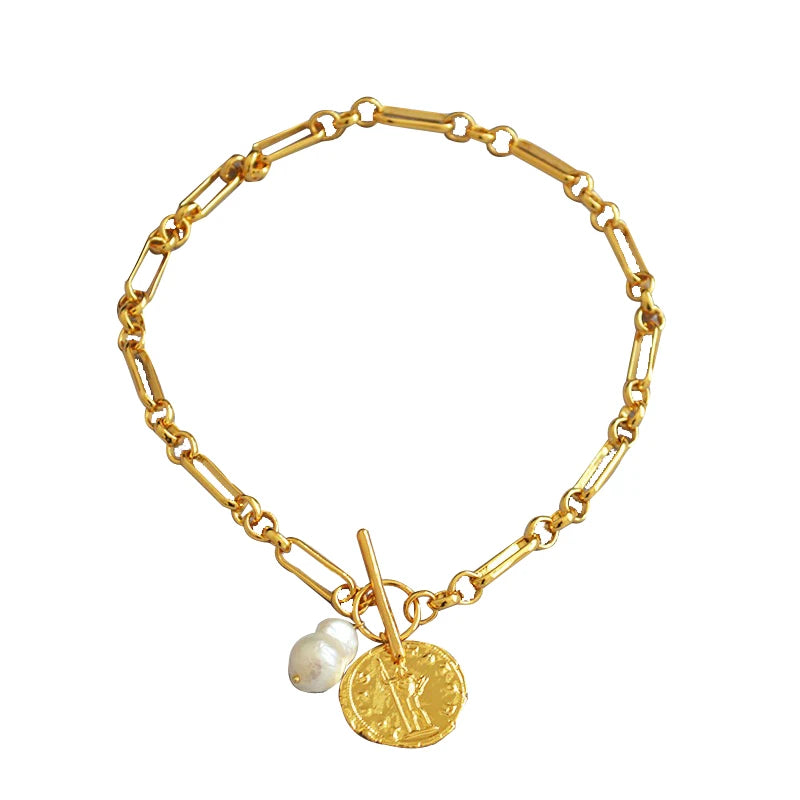 Bass Baroque Pearl Portrait Toggle OT Chain Choker Statement Necklace Punk Hiphop Designer T Show Runway Gown Sweet Boho Trendy