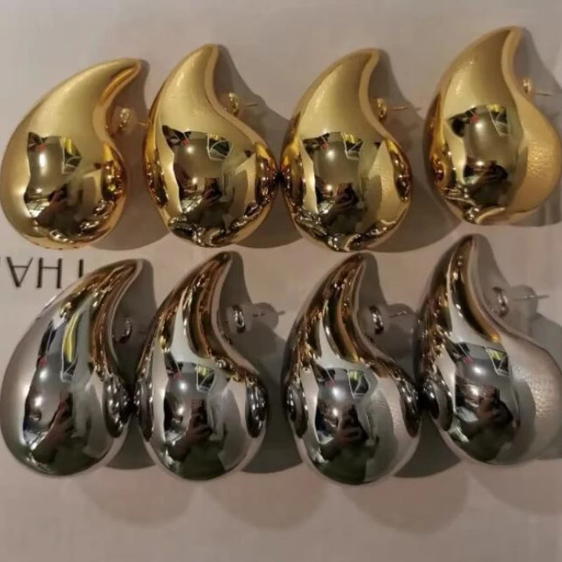 Brass Chunky Huge Size 5CM 4CM 3CM Water Drop Earrings Women Jewelry Punk Party T Show Gown Runway Korean Japan INS