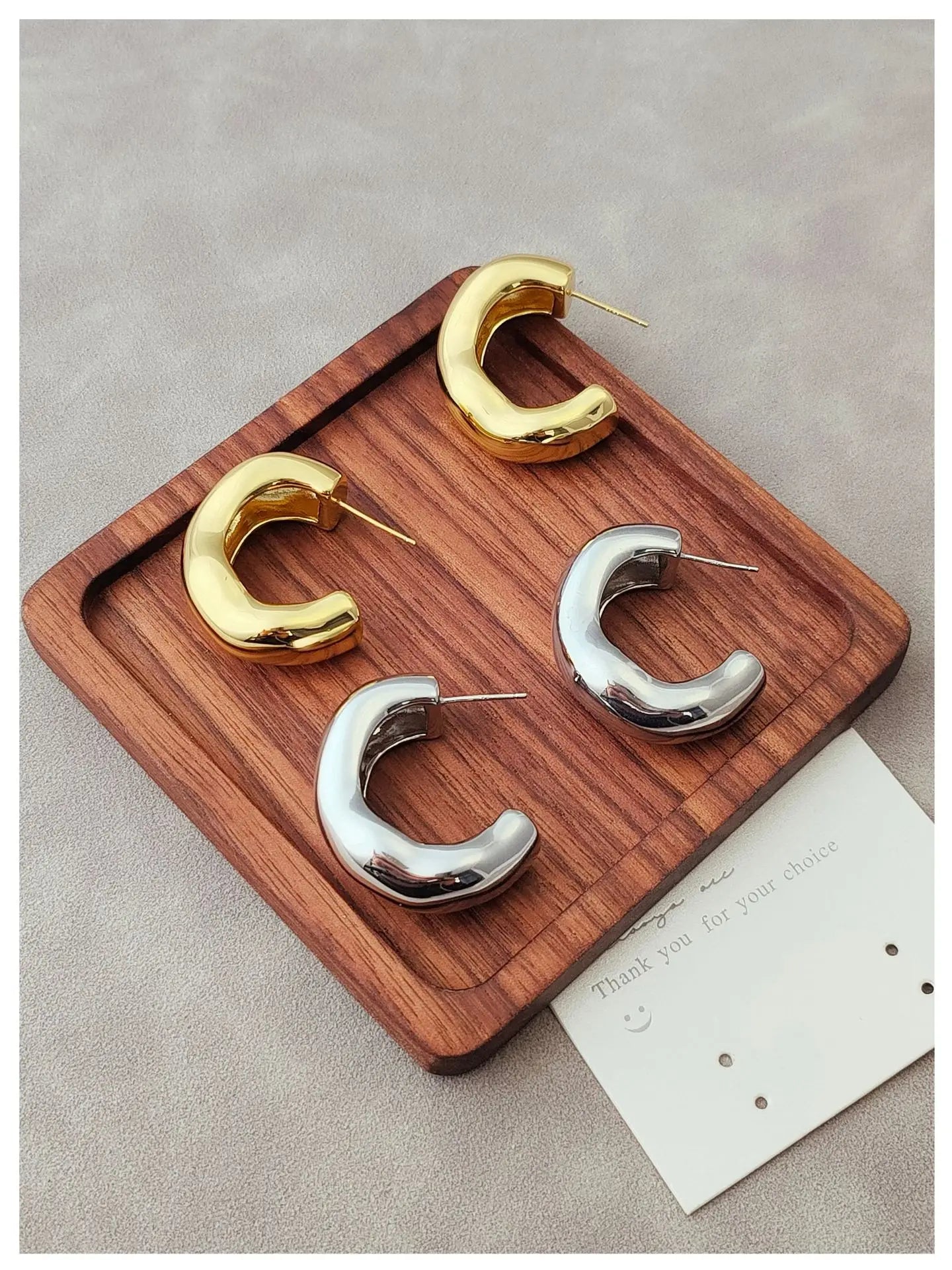 Brass Retro Chunky Irregular CC Hoop Earrings Women Jewelry Punk Party T Show Gown Runway Korean Japan INS