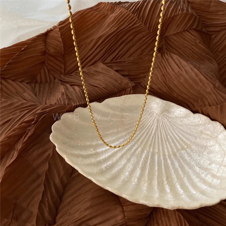 Titanium With 18K Gold Beaded Chains Pave Choker Necklace  Women Stainless Steel Jewelry Runway Gown Hiphop Rare Glam Japan Ins