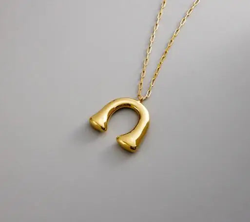 Brass With 18K Gold Long Chain U Necklace Women Jewelry  Runway T Show Party Top Rare Boho Japan Souch Korea Fashion