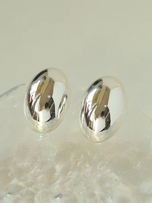 Brass With 18K Button Half Ball Earrings Women Jewelry Punk Party T Show Gown Runway Trendy  Korean Japan Israel  Style INS