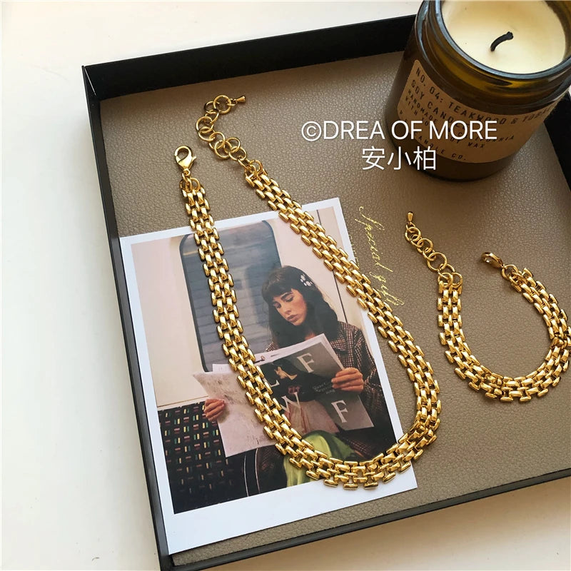 Brass With 18K Gold Pave Chunky Statement Neckalce  Japan Korean Style Party Designer T Show Runway Gown Jewelry Rare INS