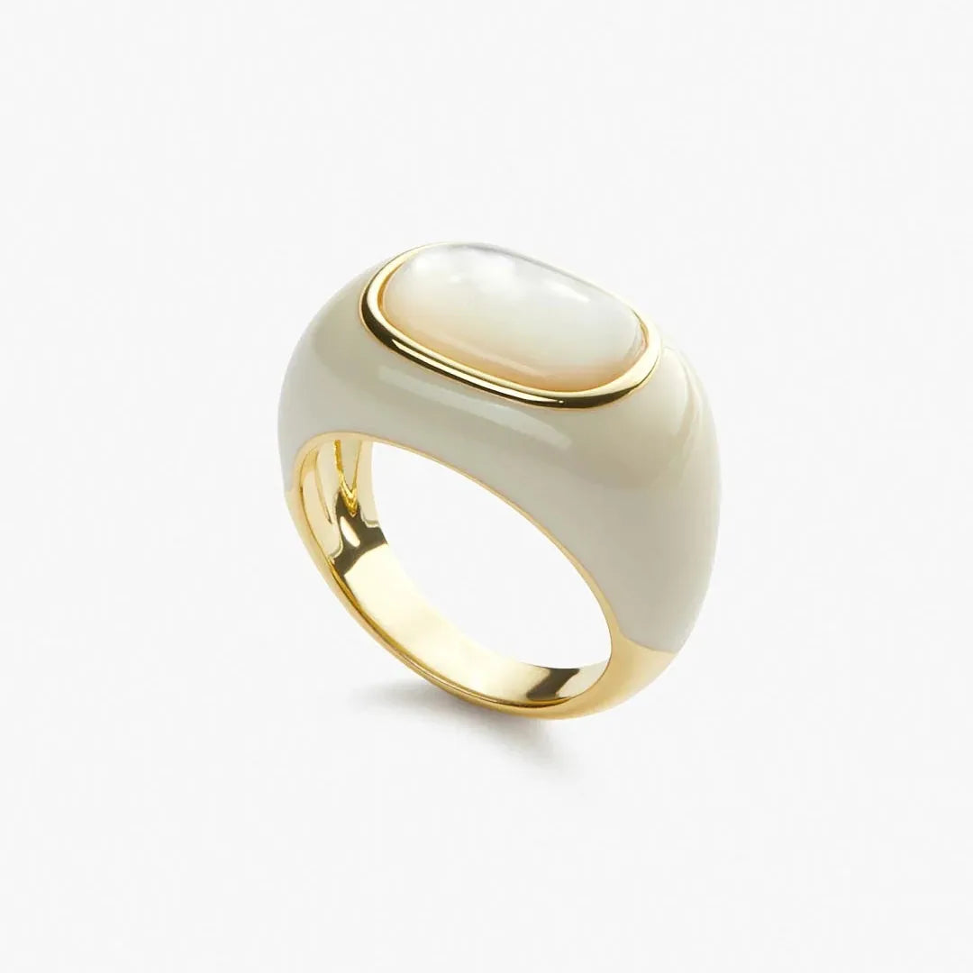 Brass Natural Turquoise Shell Solid Rings Women  Jewelry Punk Designer Club Cocktail  Party Boho Japan Korean