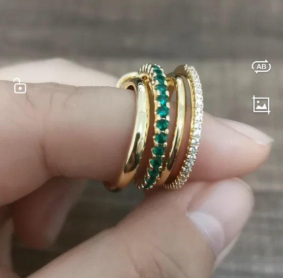 Brass AAA Zircon Pink White Blue Color Link Chain Rings Women Jewlery Designer T Show Club Cocktail Party Rare Japan Korean INS