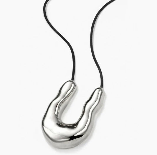Brass Long Rope Chain U Shape Pendant Necklace Women Jewelry Punk Designer Runway Rare Gown Boho Japan Korean