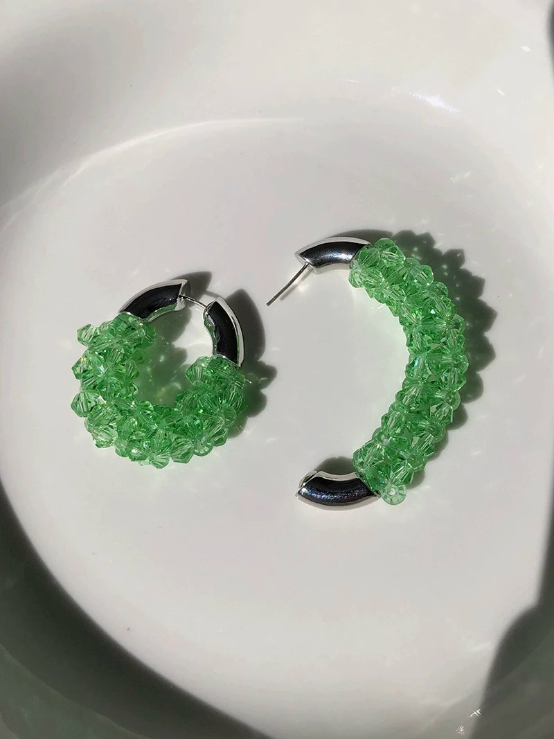 Brass With White Gold Colorful Resin Drop Earrings Women  Jewelry Punk Party Gown  Runway rare Boucle  Korean Japan INS Boho Top