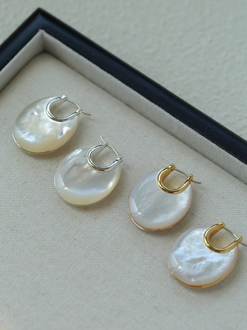 Brass With 18K Gold Shell Hoop Earrings Women Jewelry Punk Party T Show Gown Runway Korean Japan INS