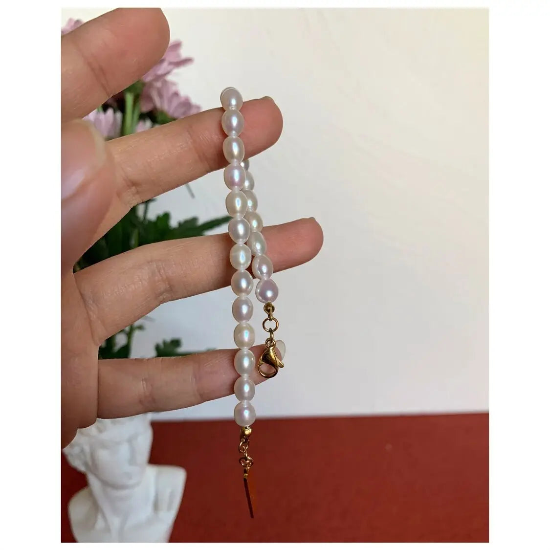 Titanium With 18K Love Real Natural Pearl Bracelets Women Jewelry Chic Gown Sweet Boho Trendy Japan Korean