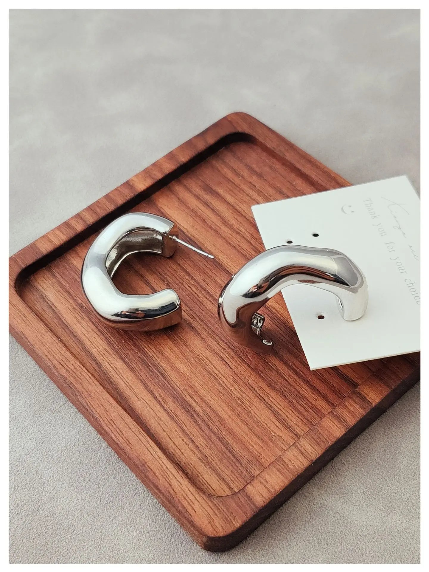 Brass Retro Chunky Irregular CC Hoop Earrings Women Jewelry Punk Party T Show Gown Runway Korean Japan INS