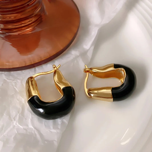 Brass With 18K Colorful Enemal Hoop Earrings Punk Party Gown Runway rare Boucle d'oreille Korean Japan Style Fashion