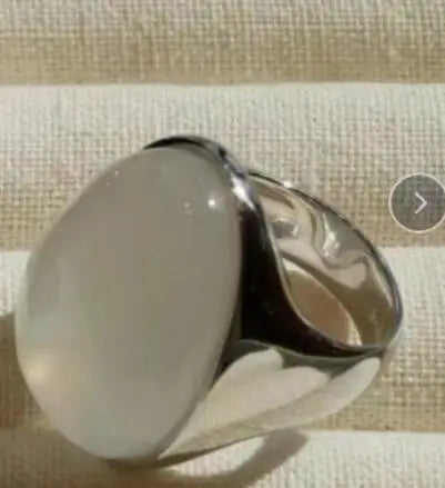 Brass Natural Stone Egg Charm Solid Rings Women  Jewelry Punk Designer Club Cocktail  Party Boho Japan Korean