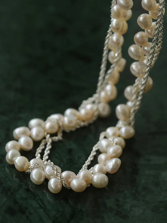 Brass Natural Baroque Pearl Twist Beads Choker Necklace Women Jewelry Punk Designer Runway Rare Gown Boho Japan Korean