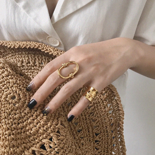 Titanium Geo Solid Statement Ring Women Jewelry Punk Party Designer Club Cocktail  Party Gown Amazing Gift Trendy Top Japan