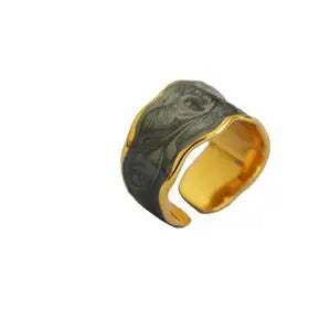 Brass With 18 K Gold Retro Enemal Rings Women Jewelry Punk T Show Designer Club Cocktail Party Japan Korea Fashion
