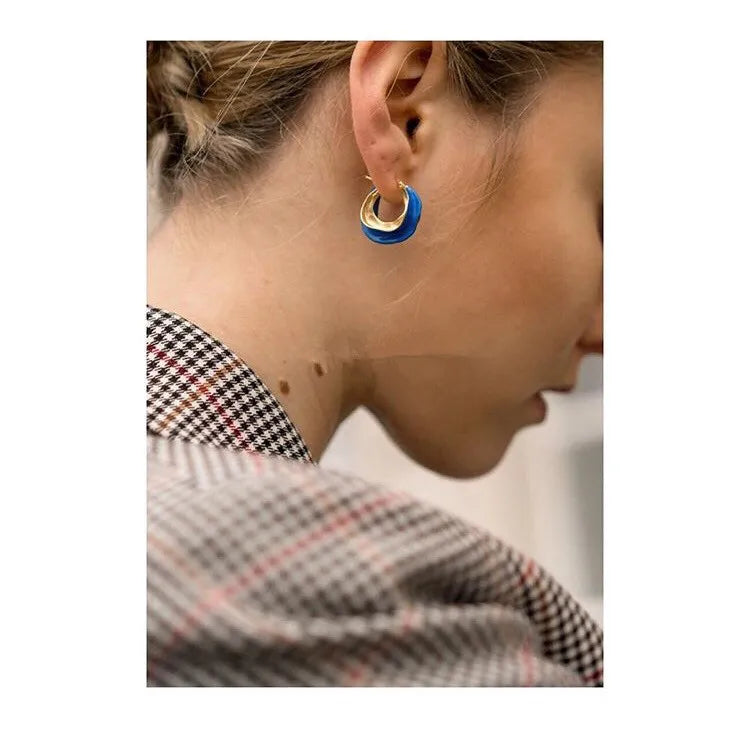 7 Colors Geo Twist Statement Stud Earrings Women Jewelry Punk Party Gown Brincos T Show Runway Rare Korean Japan Style INS