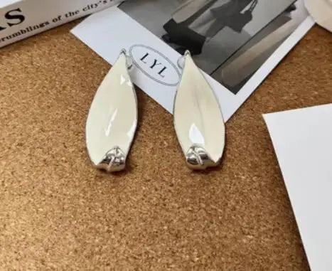 Brass With White Gold Chunky White Enamel Bangle Women Jewelry Designer T Show Runway Gown Rare INS Japan Korean Trendy