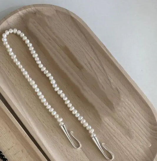 Brass Natural Beads Pearl Necklace Women Jewelry Punk Designer Runway Rare Gown Boho Japan Korean