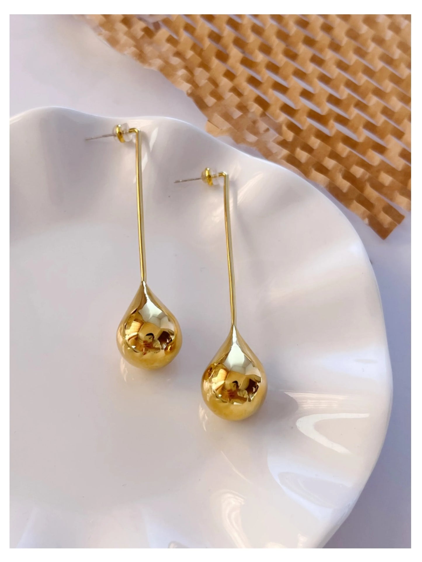 Brass With 18K Water Drop Long Dangle Earrings Punk Party Gown Runway rare Boucle d'oreille Korean Japan Style Fashion