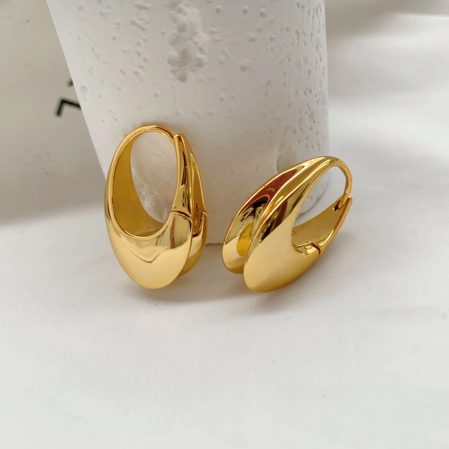 Brass With 18K Gold U Hoop Earring Women  Jewelry Punk Designer Club Cocktail  Party Boho Japan Korean